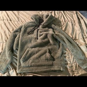 Olive green PINK Sherpa Hoodie size small